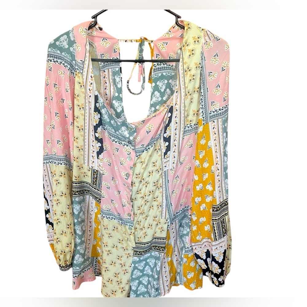 Forever 21 Pink and Yellow Patchwork Short Romper